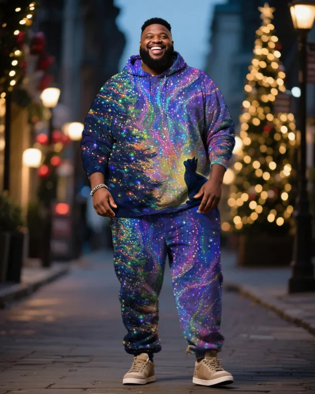 Big & Tall Men's Magic Star Black Cat Print Hoodie Set sold by Biggmans