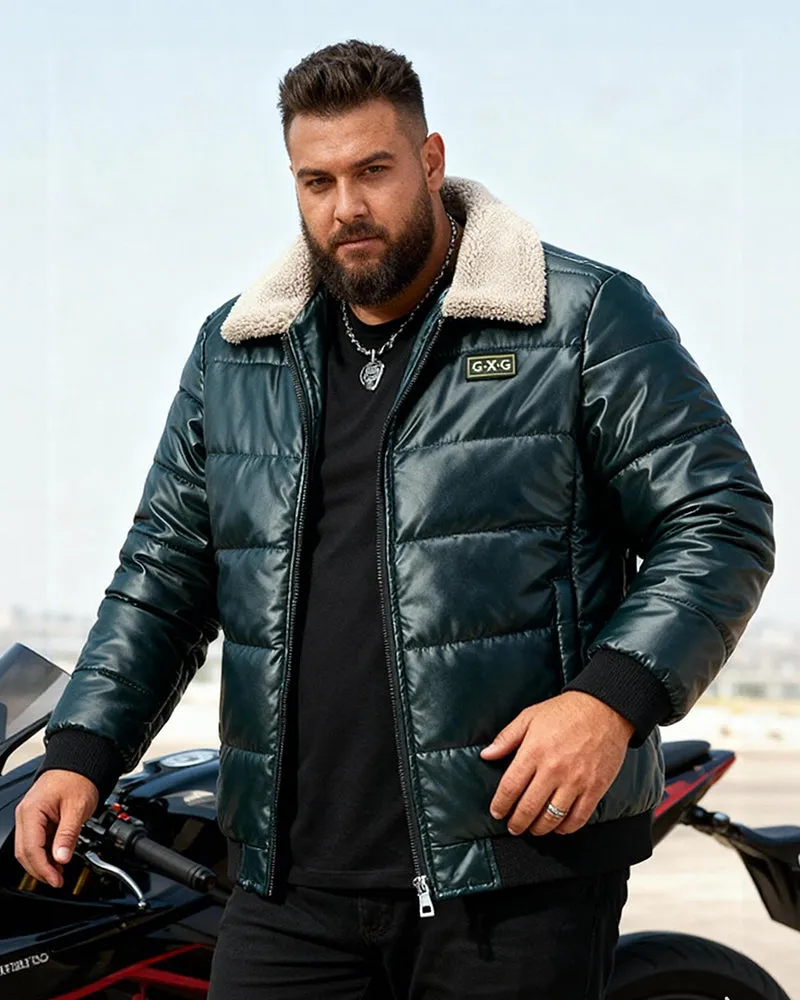 Big & Tall Men's Padded Lamb Wool Lapel Motorcycle PU Leather Jacket M-5XL sold by Biggmans product image thumbnail 4