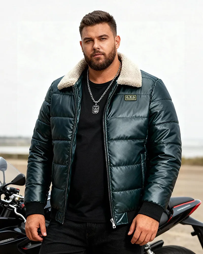 Big & Tall Men's Padded Lamb Wool Lapel Motorcycle PU Leather Jacket M-5XL sold by Biggmans product image thumbnail 3