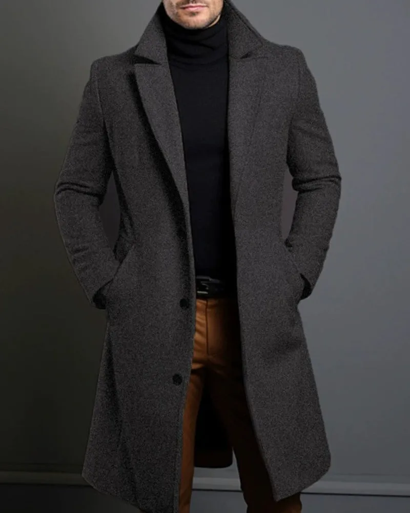 Big & Tall Men's Solid Color Lapel Single-breasted Coat M-5XL sold by Biggmans