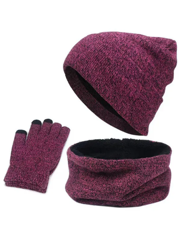 Outdoor Autumn And Winter Thick Hat Scarf Gloves Three-piece Set sold by Biggmans