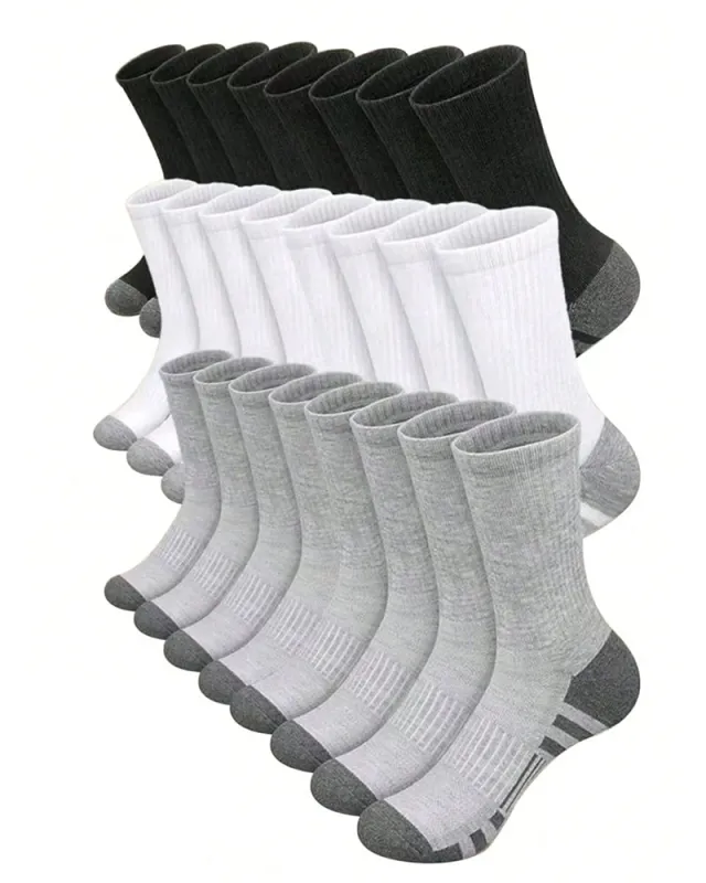 5 Pairs/10 Pairs Men/Women Solid Color Ankle Socks,  Black & White & Grey, Versatile Crew Socks For All Seasons, Fall sold by Biggmans