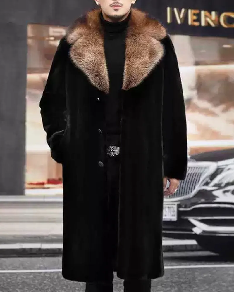 Big & Tall Men's Warm Imitation Mink Mid-length Environmentally Friendly Fur Hooded Jacket M-6XL sold by Biggmans product image thumbnail 3