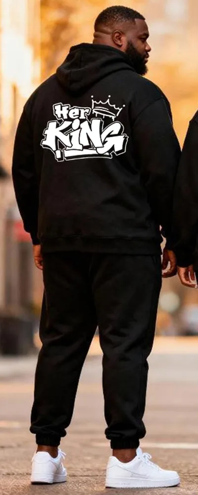 Big & Tall Couples "Her King & His Queen" Printed Hoodie Set sold by Biggmans product image thumbnail 5