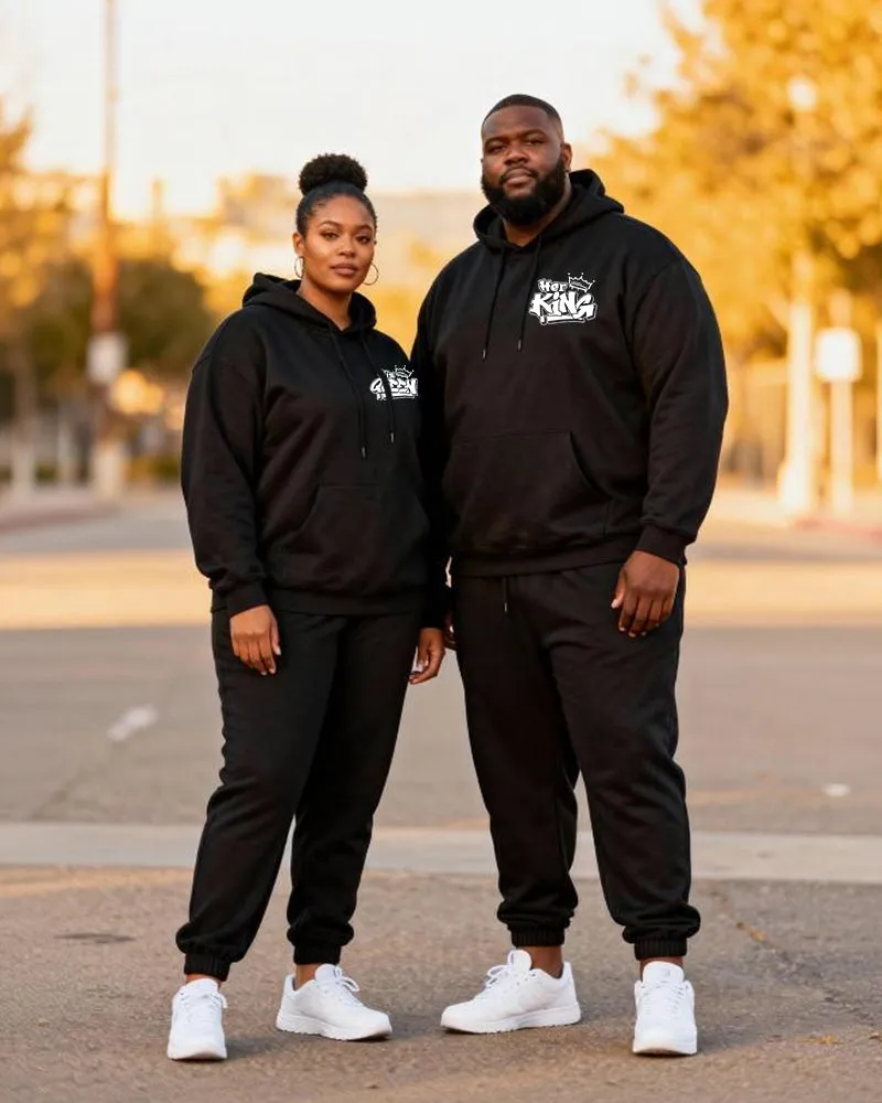 Big & Tall Couples "Her King & His Queen" Printed Hoodie Set sold by Biggmans product image thumbnail 2