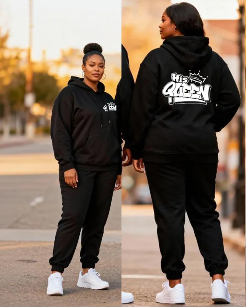 Big & Tall Couples "Her King & His Queen" Printed Hoodie Set sold by Biggmans product image thumbnail 4
