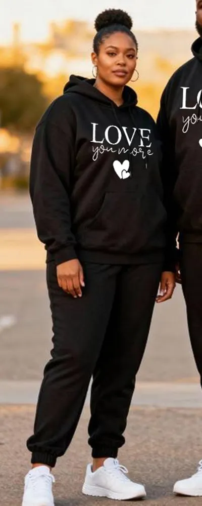 Big & Tall Couples "love You Most" Love Slogan Printed Hoodie Set sold by Biggmans product image thumbnail 3