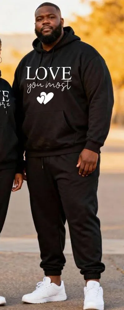 Big & Tall Couples "love You Most" Love Slogan Printed Hoodie Set sold by Biggmans product image thumbnail 4