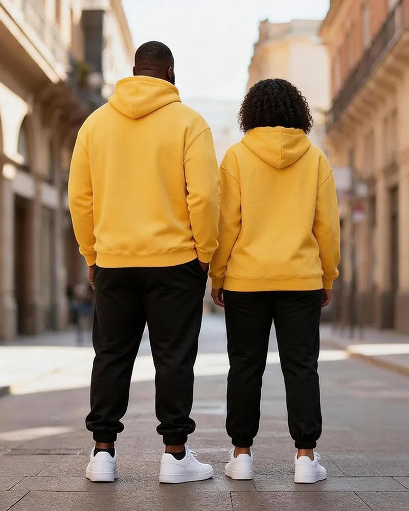 Big & Tall Couples "One & Love" Love Letter Yellow And Black Collision Printed Hoodie Set sold by Biggmans product image thumbnail 2