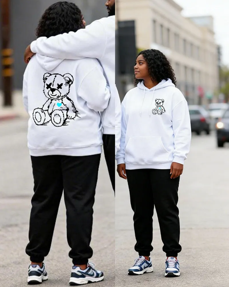 Big & Tall Couples Heartbreak Bear Print Hoodie Set sold by Biggmans product image thumbnail 4