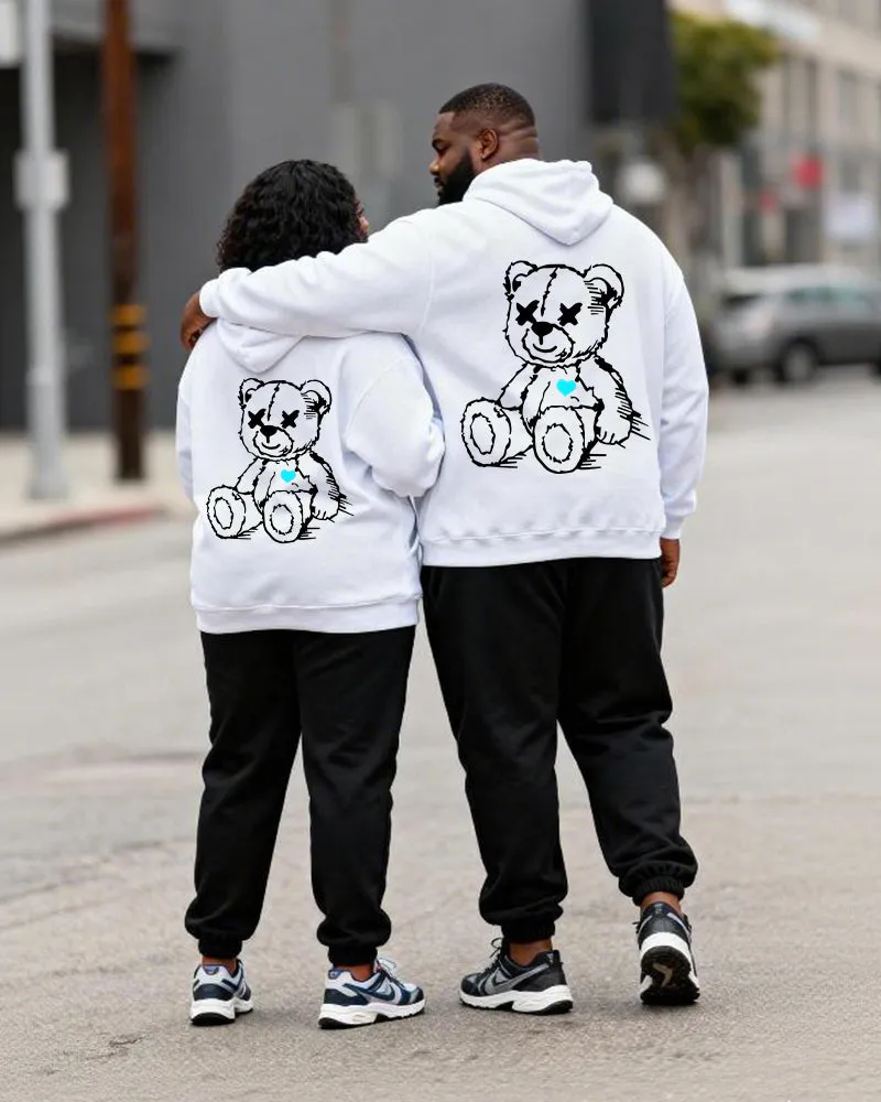 Big & Tall Couples Heartbreak Bear Print Hoodie Set sold by Biggmans