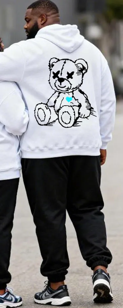 Big & Tall Couples Heartbreak Bear Print Hoodie Set sold by Biggmans product image thumbnail 5