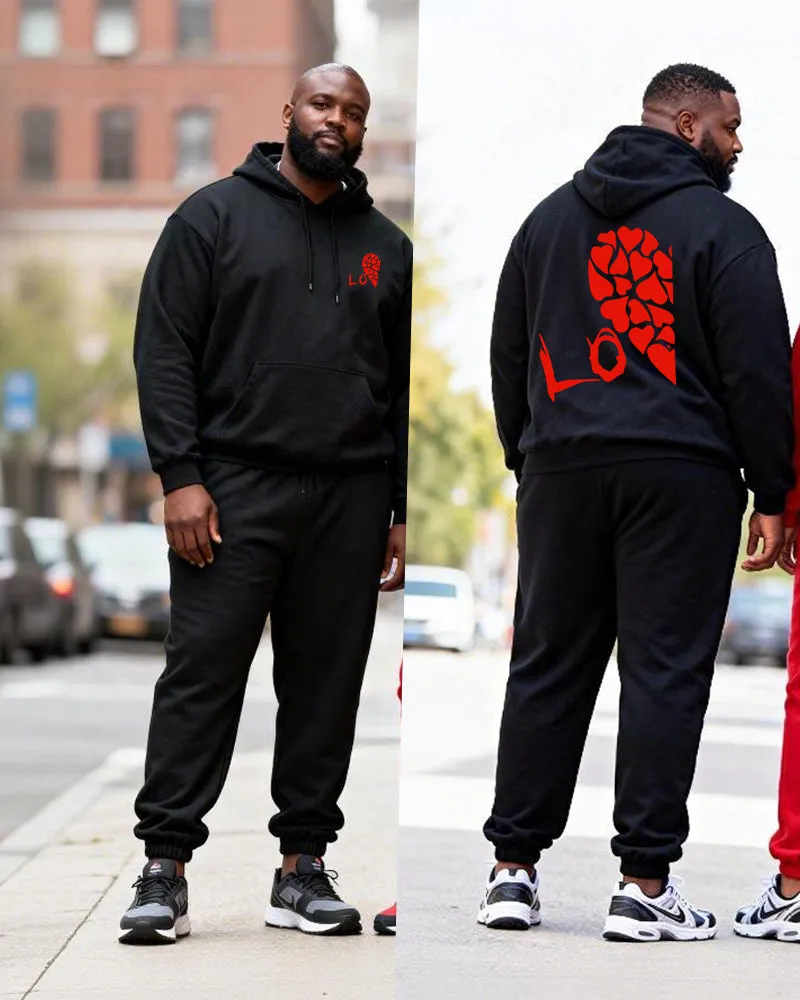Big & Tall Couples Love LOVE Contrast Color Stitching Printed Hoodie Set sold by Biggmans product image thumbnail 3