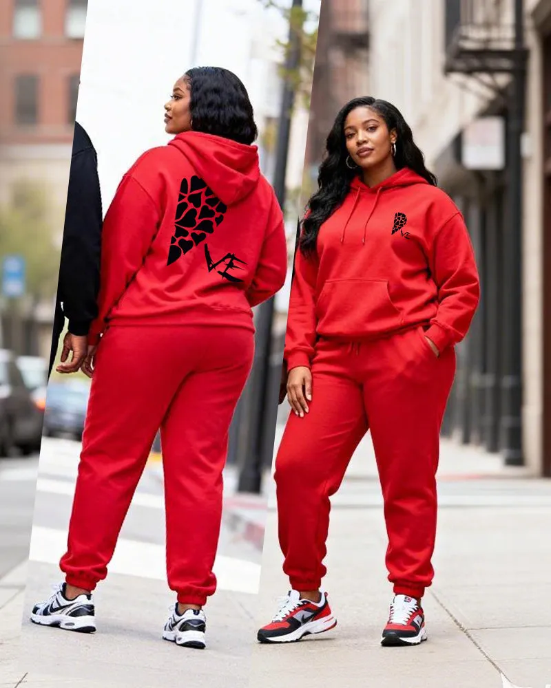 Big & Tall Couples Love LOVE Contrast Color Stitching Printed Hoodie Set sold by Biggmans product image thumbnail 4