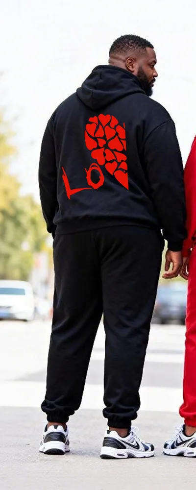 Big & Tall Couples Love LOVE Contrast Color Stitching Printed Hoodie Set sold by Biggmans product image thumbnail 5