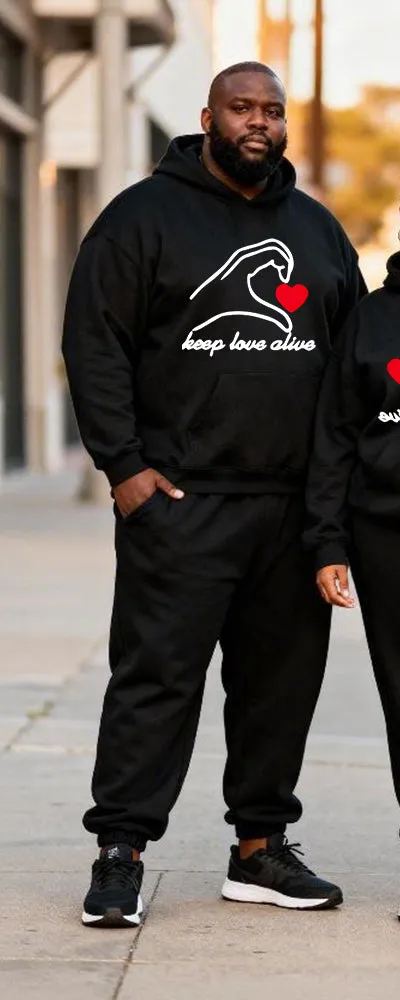 Big & Tall Couples "keep Love Alive" Clenched Fist Love Printed Hoodie Set sold by Biggmans product image thumbnail 2