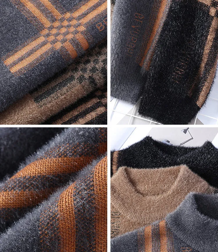 Big & Tall Men's Classic Striped Mock Turtleneck Thickened Sweater M-5XL sold by Biggmans product image thumbnail 2