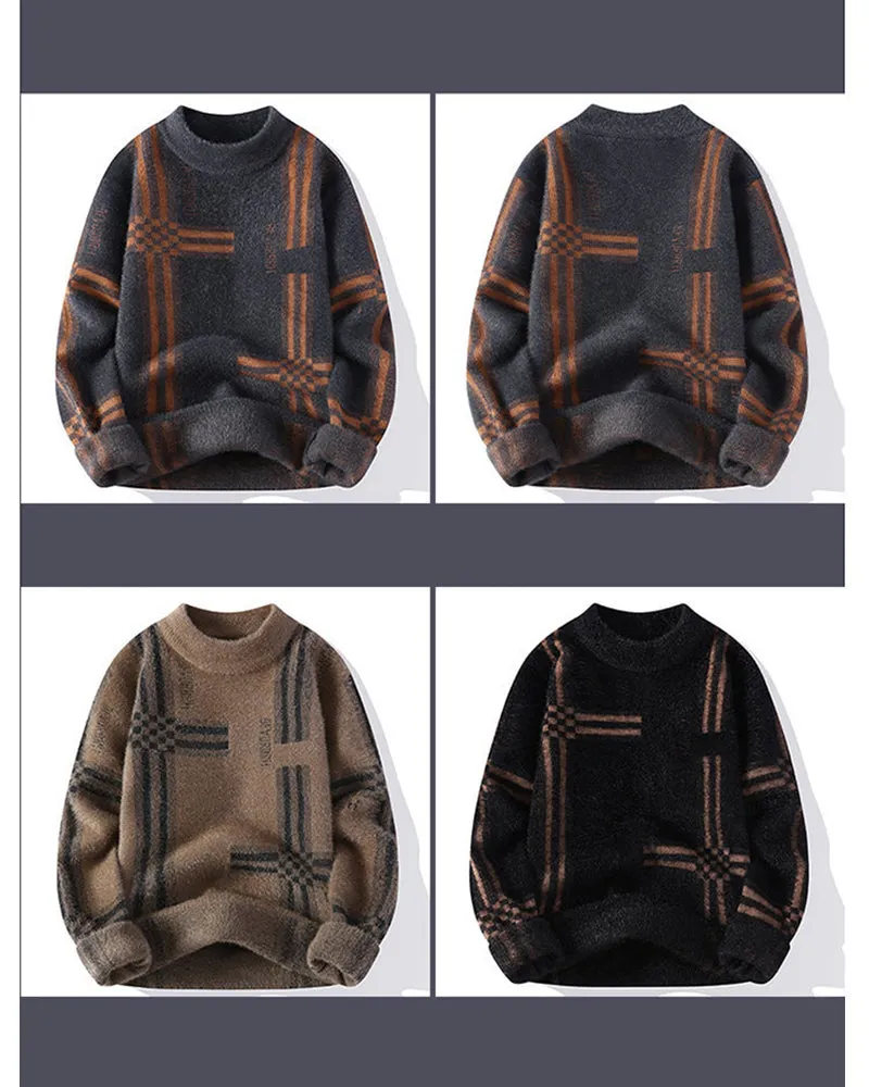 Big & Tall Men's Classic Striped Mock Turtleneck Thickened Sweater M-5XL sold by Biggmans product image thumbnail 4