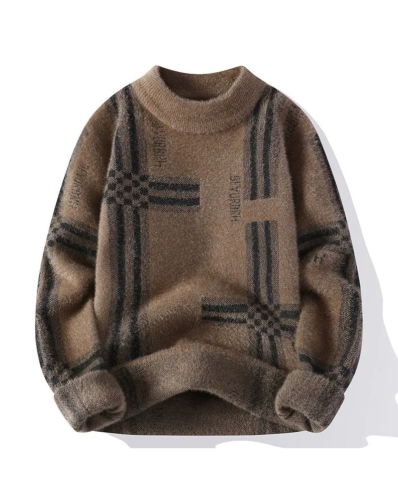 Big & Tall Men's Classic Striped Mock Turtleneck Thickened Sweater M-5XL sold by Biggmans