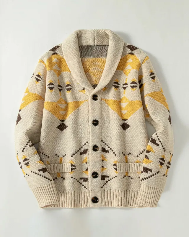 Big & Tall Men's Vintage Jacquard Laps Long Sleeve Cardigan Jacket M-3XL sold by Biggmans