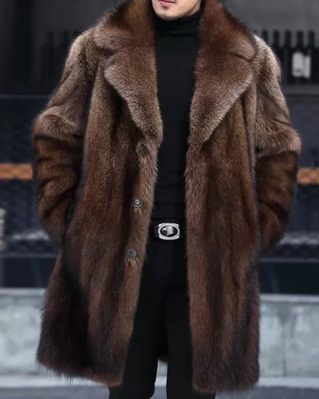 Big & Tall Men's Faux Fur Casual Thickened Long Coat M-5XL sold by Biggmans