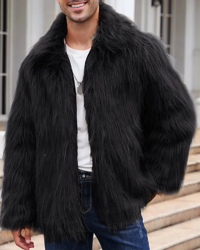 Big & Tall Men's Lapel Short Faux Fur Jacket S-3XL sold by Biggmans