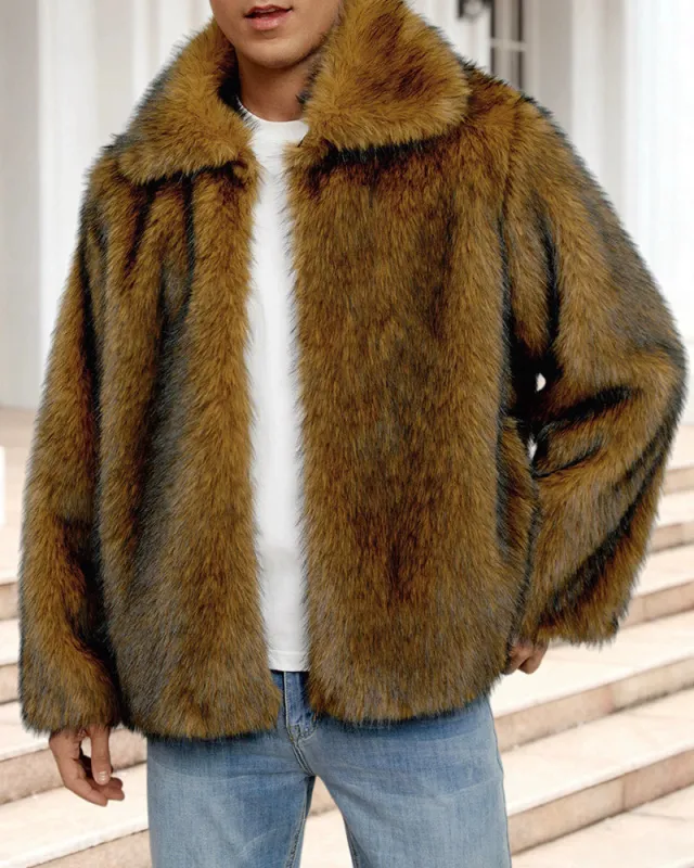 Big & Tall Men's Lapel Short Faux Fur Jacket S-3XL sold by Biggmans
