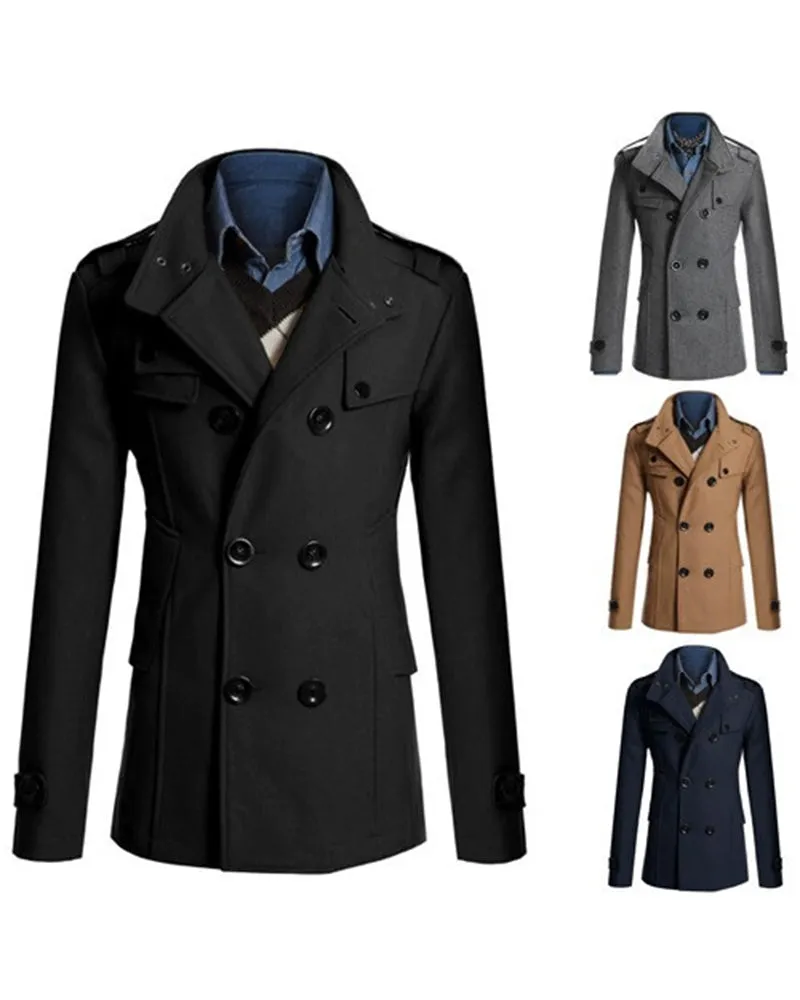 Big & Tall Men's Slim Fit Long Woolen Trench Coat M-4XL sold by Biggmans product image thumbnail 4