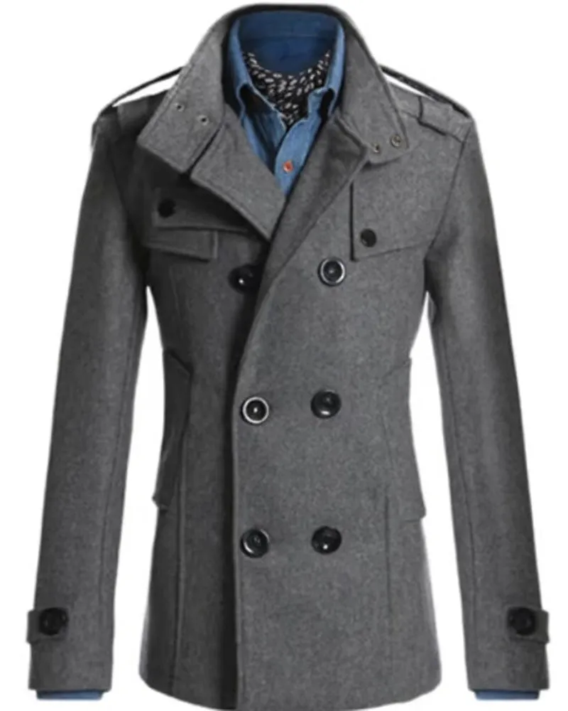 Big & Tall Men's Slim Fit Long Woolen Trench Coat M-4XL sold by Biggmans product image thumbnail 5