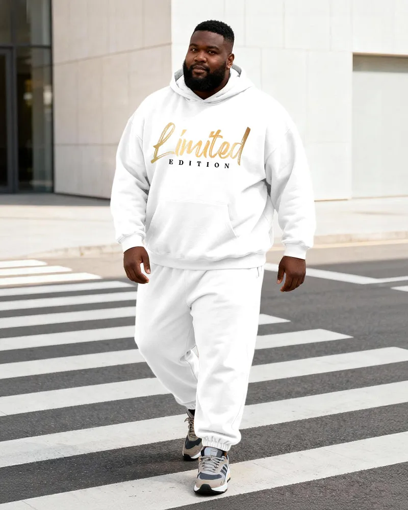 Big & Tall Men's Black And Gold "Limited Edition" Slogan Print Hoodie Set sold by Biggmans product image thumbnail 2