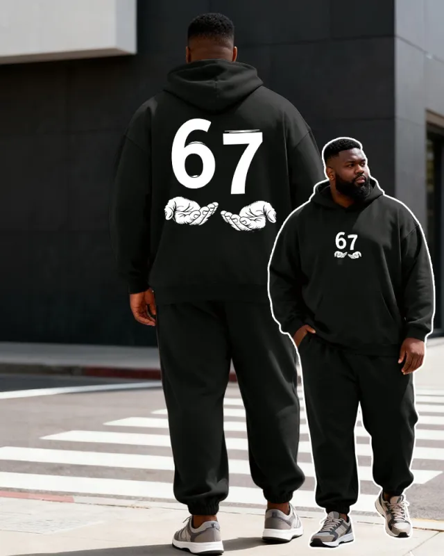 Big & Tall Men's Back "67" Two-Hand Print Hoodie Set sold by Biggmans