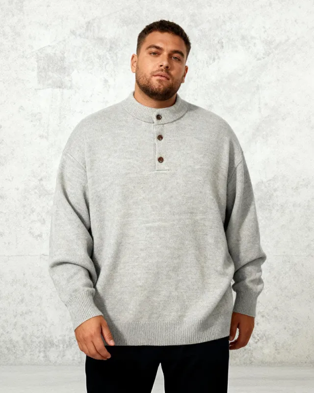 Big & Tall Men's Casual Solid Color Henry Neck Sweater M-3XL sold by Biggmans