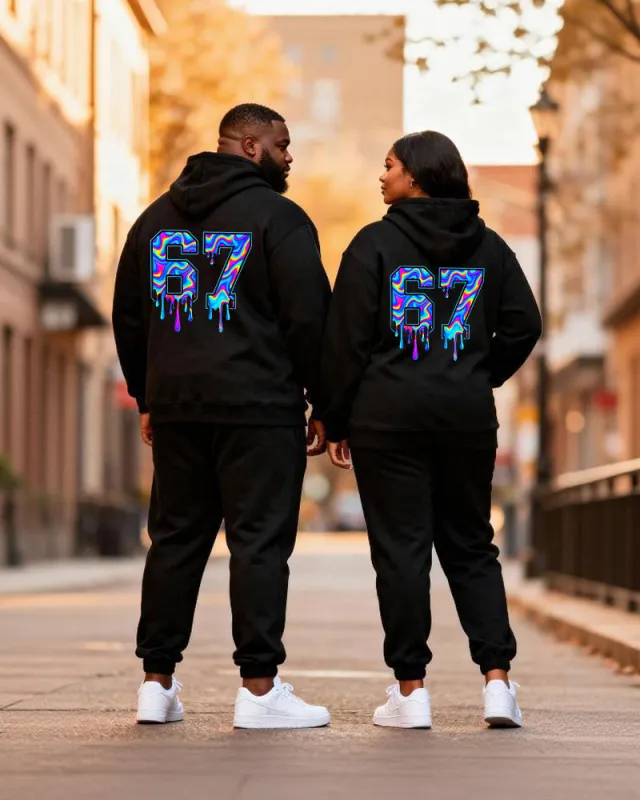 Big & Tall Couples "Power Couple Powered By God" Faith Theme Printed Hoodie Set sold by Biggmans