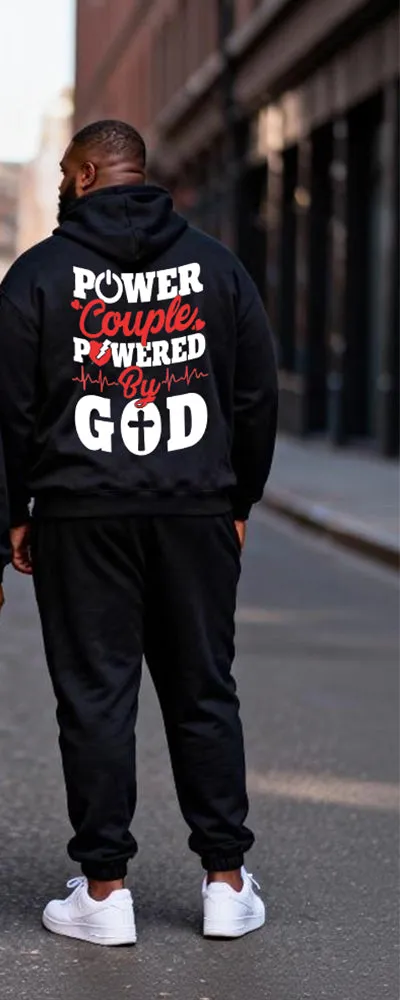 Big & Tall Couples "Power Couple Powered By God" Faith Theme Printed Hoodie Set sold by Biggmans product image thumbnail 3