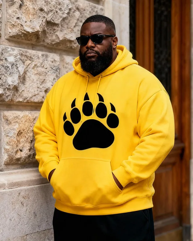 Big & Tall Men's Yellow Graffiti Trendy Bear Claw Print Hoodie sold by Biggmans
