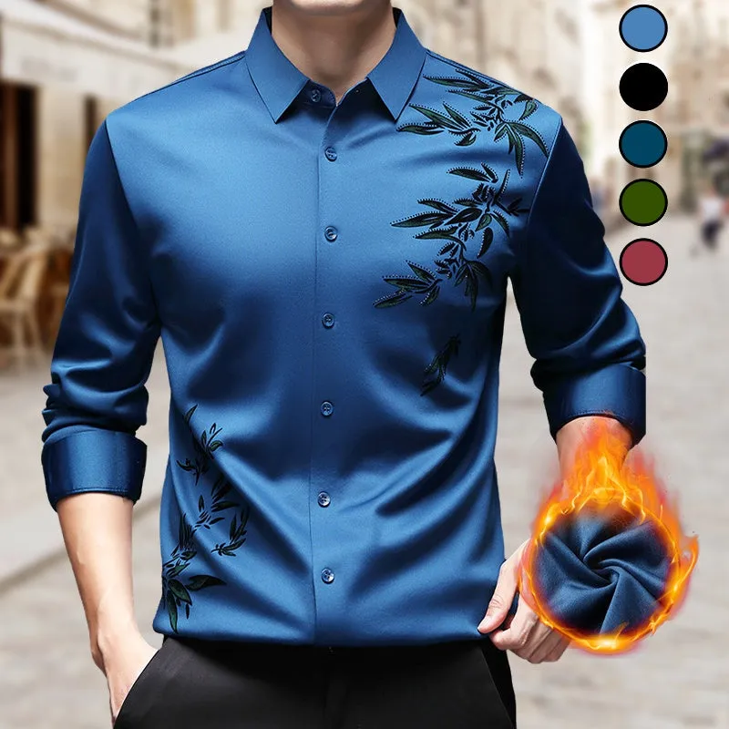 Men's Thickened Print Lapel Button Down Shirts made by Biggmans