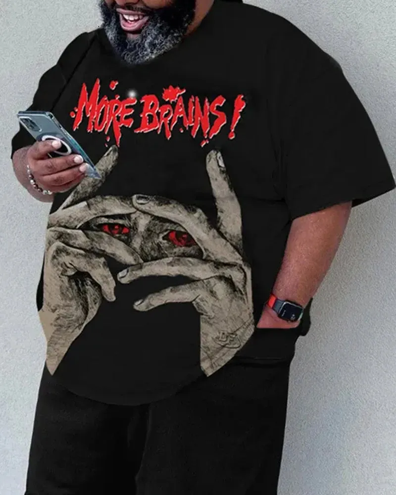 Big & Tall Men's Black Bottom Dark Letter Print Round Neck Short Sleeve T-Shirt Shorts Set sold by Biggmans product image thumbnail 2