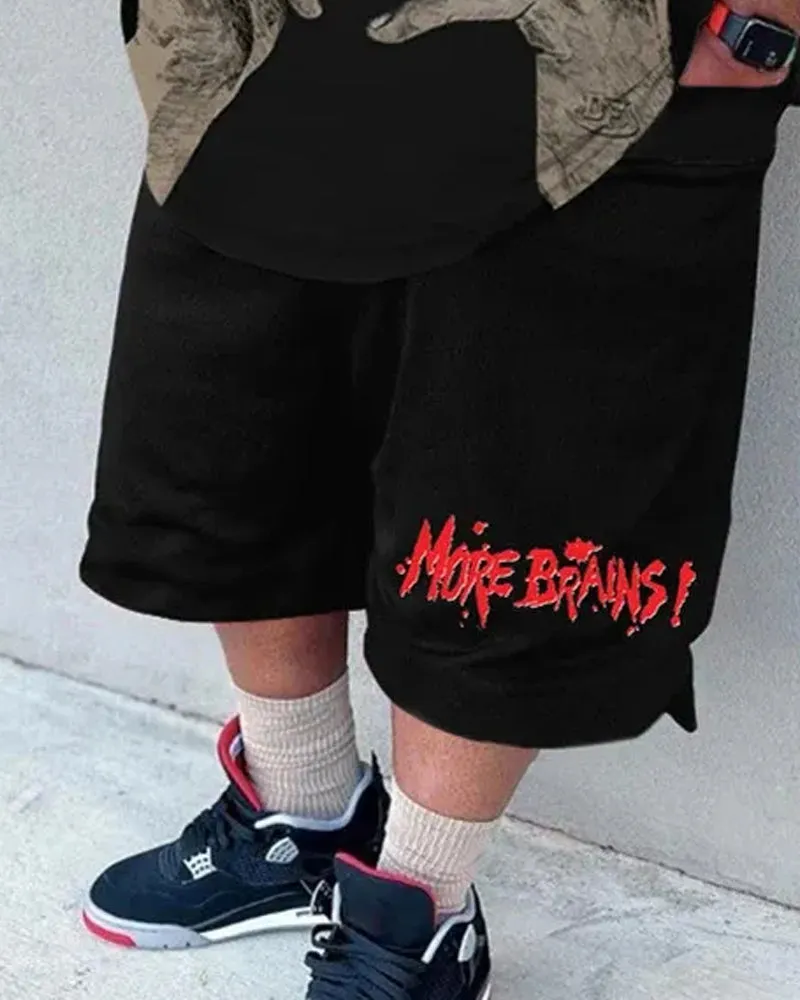 Big & Tall Men's Black Bottom Dark Letter Print Round Neck Short Sleeve T-Shirt Shorts Set sold by Biggmans product image thumbnail 3