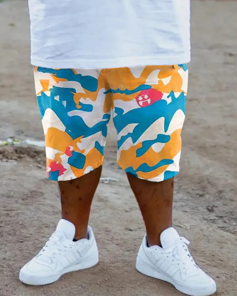 Big & Tall Men's White Camouflage Dolphin Print Round Neck Short Sleeve T-Shirt Shorts Set sold by Biggmans product image thumbnail 3