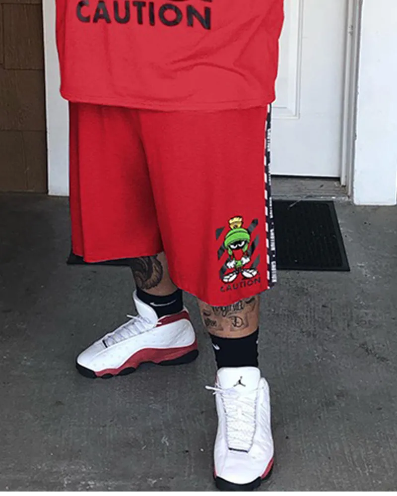 Big & Tall Men's Red Cartoon Character Letter Print Round Neck Short Sleeve T-Shirt Shorts Set sold by Biggmans product image thumbnail 3