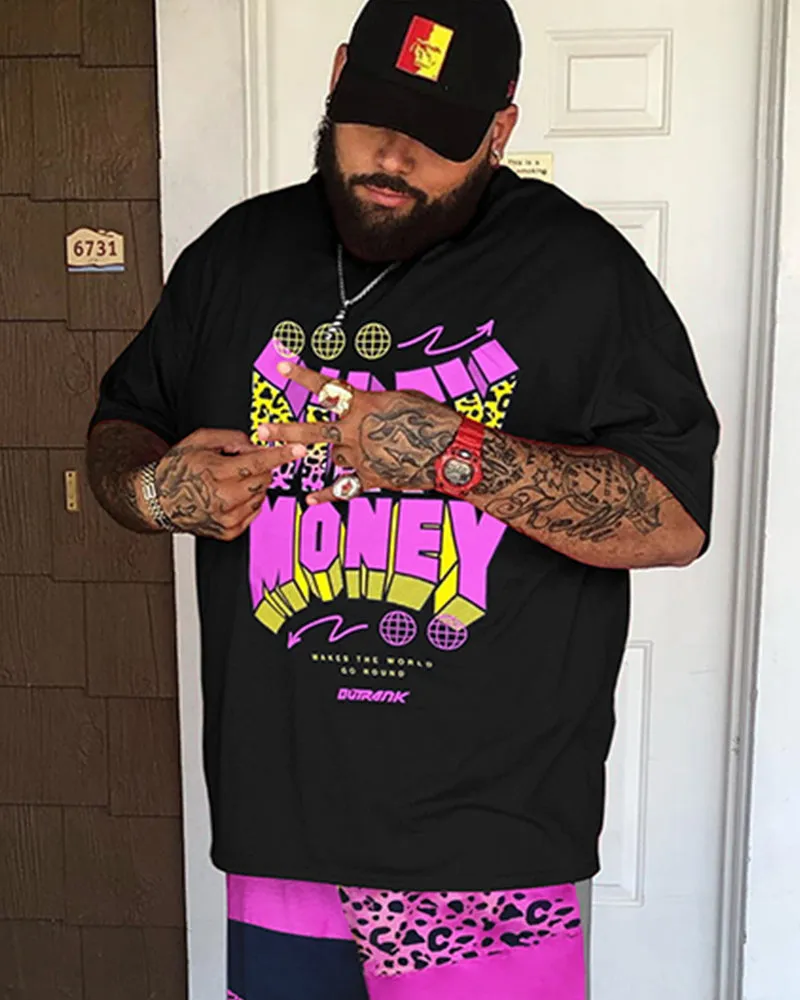 Big & Tall Men's Red Cartoon Character Letter Print Round Neck Short Sleeve T-Shirt Shorts Set sold by Biggmans product image thumbnail 2