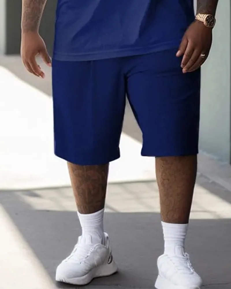 Big & Tall Men's Letter Contrast Stitching Printed Crewneck Short Sleeve T-Shirt Shorts Set sold by Biggmans product image thumbnail 3