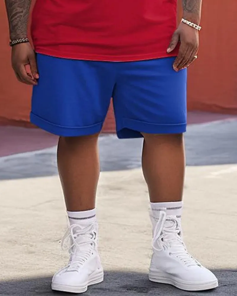 Big & Tall Men's Alphabet Flag Element Striped Print Round Neck Short Sleeve T-Shirt Shorts Set sold by Biggmans product image thumbnail 3