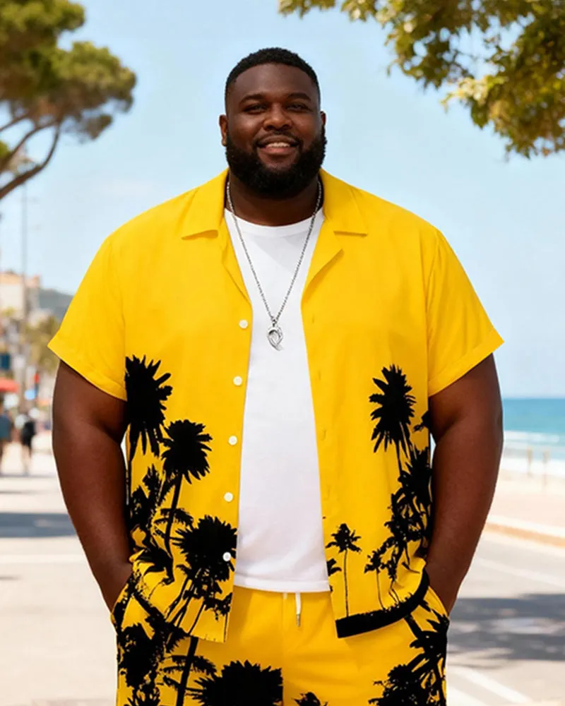 Big & Tall Men's Bright Yellow Coconut Printed Short Sleeve Shirt Shorts Set sold by Biggmans product image thumbnail 3