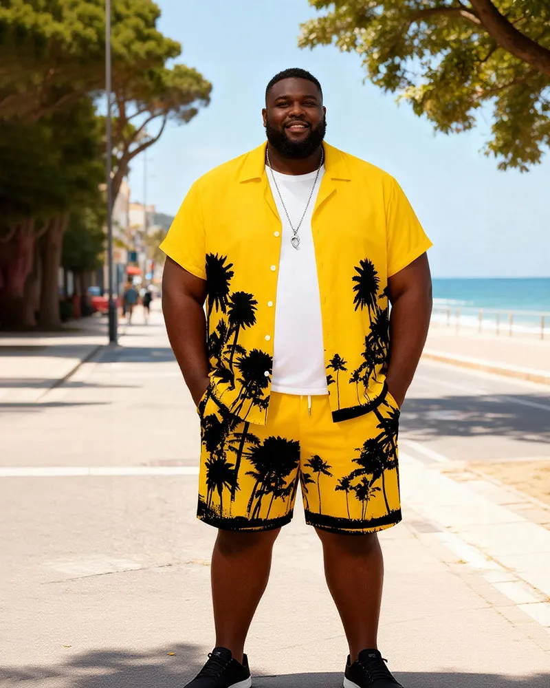 Big & Tall Men's Bright Yellow Coconut Printed Short Sleeve Shirt Shorts Set sold by Biggmans product image thumbnail 2