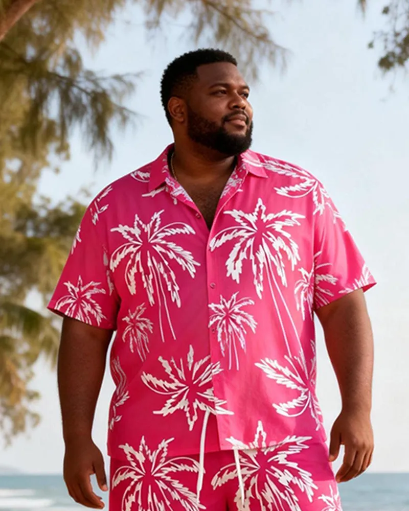 Big & Tall Men's Rose Red Coconut Printed Short Sleeve Shirt Shorts Set sold by Biggmans product image thumbnail 4