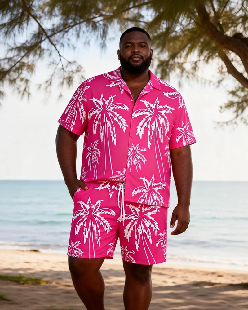Big & Tall Men's Rose Red Coconut Printed Short Sleeve Shirt Shorts Set sold by Biggmans product image thumbnail 2