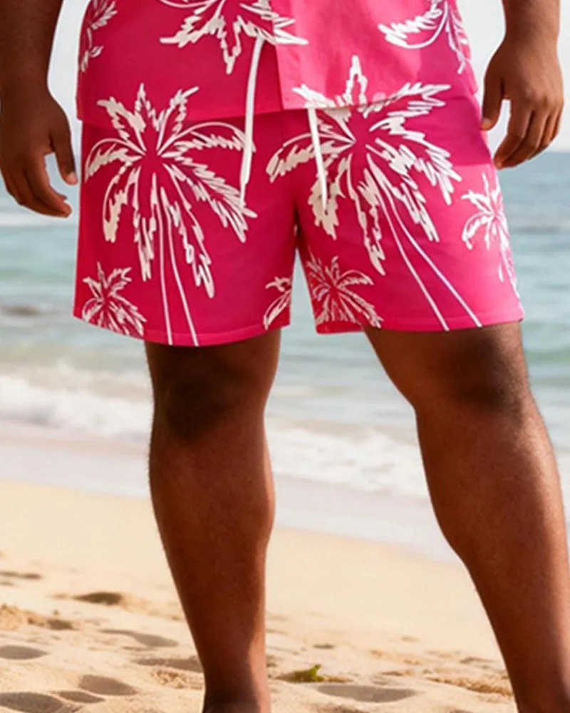 Big & Tall Men's Rose Red Coconut Printed Short Sleeve Shirt Shorts Set sold by Biggmans product image thumbnail 5