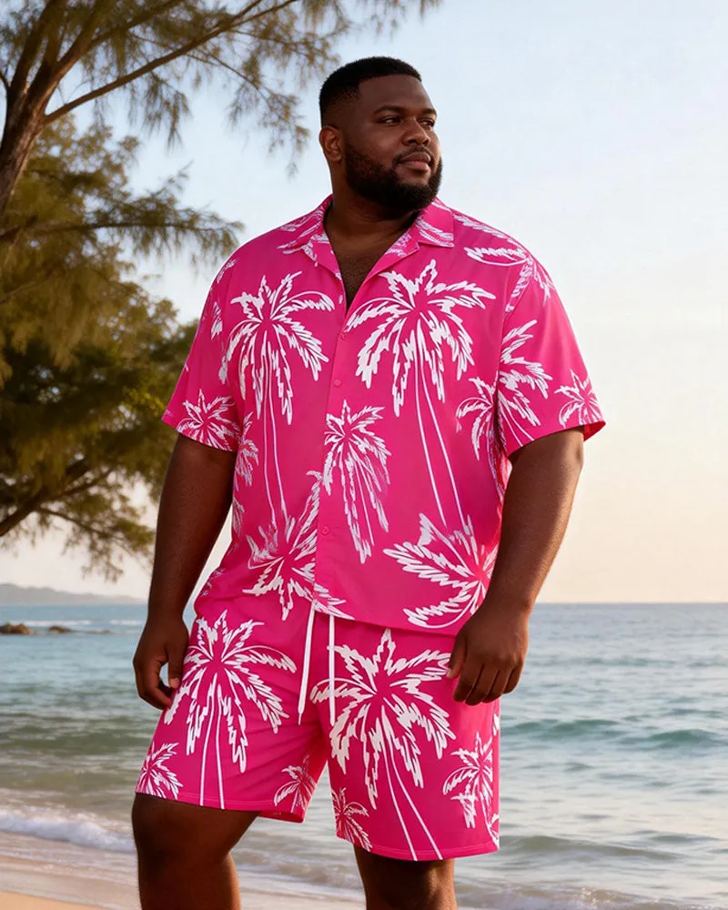 Big & Tall Men's Rose Red Coconut Printed Short Sleeve Shirt Shorts Set sold by Biggmans product image thumbnail 3