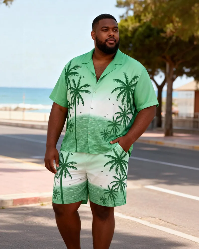 Big & Tall Men's Green Coconut Gradual Print Short Sleeve Shirt Shorts Set sold by Biggmans